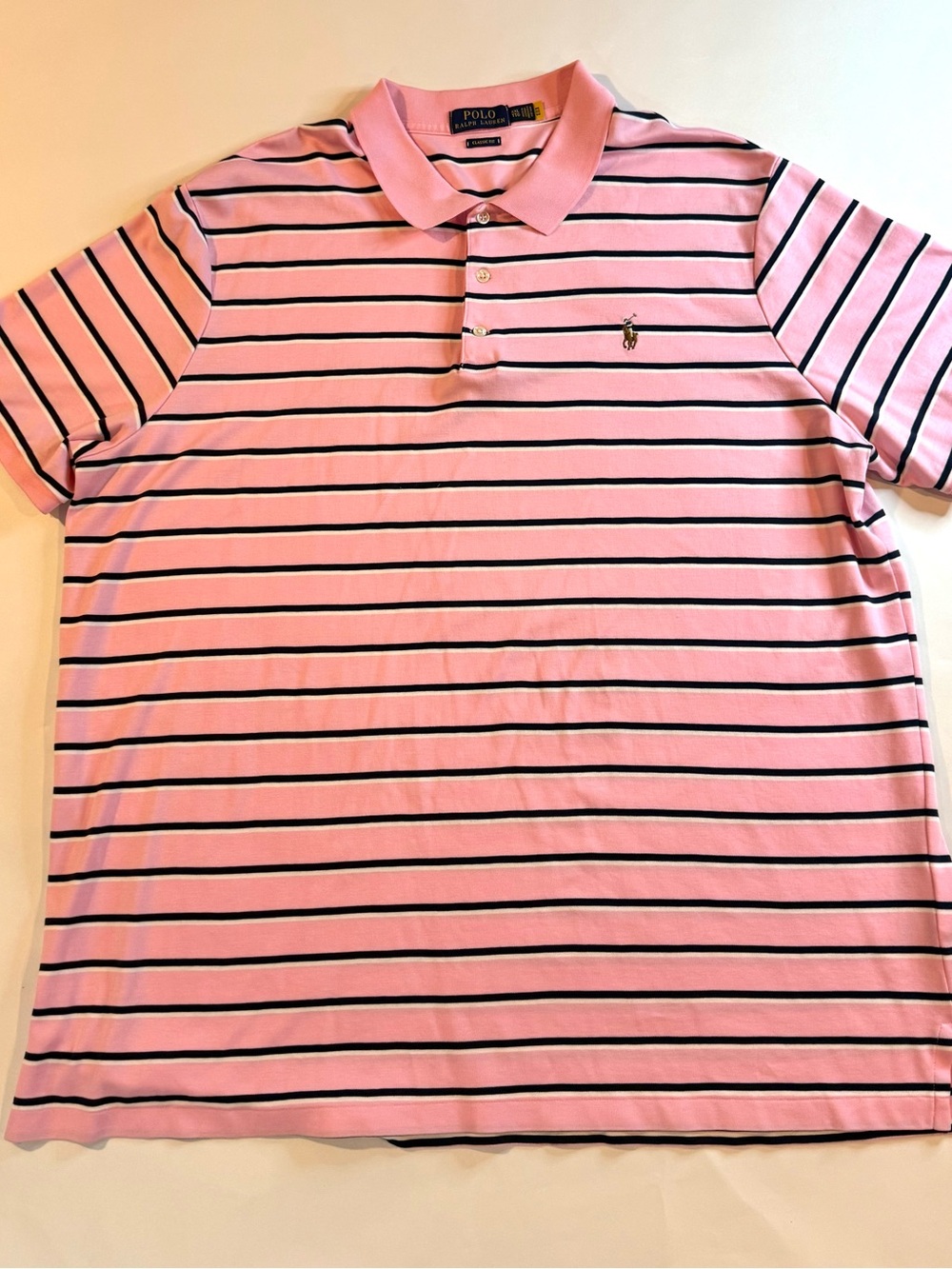 Polo Ralph Lauren Polo Shirt Mens XXL Striped Pink Classic Fit Golf Pony